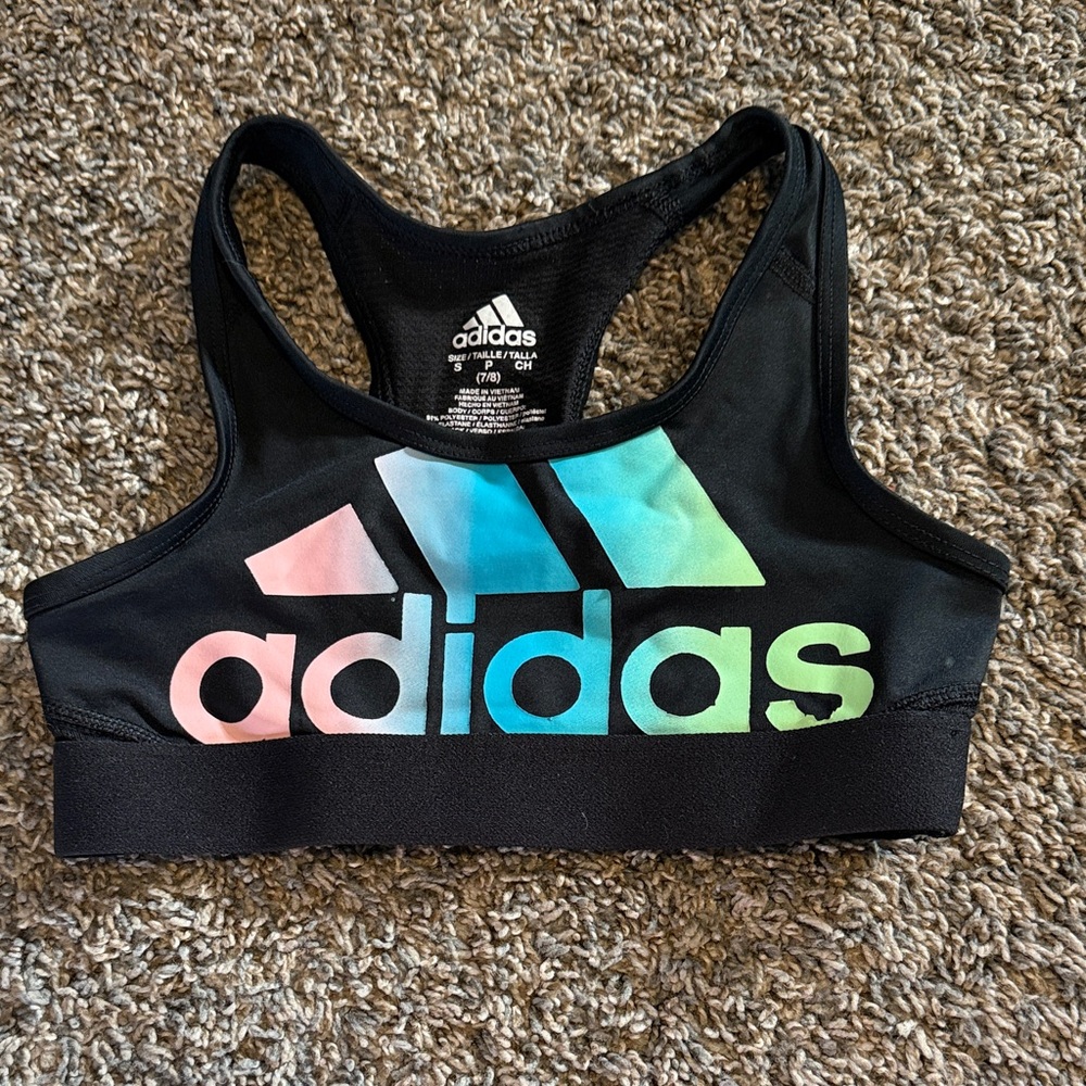Adidas Black Sports Bra with Vibrant Logo